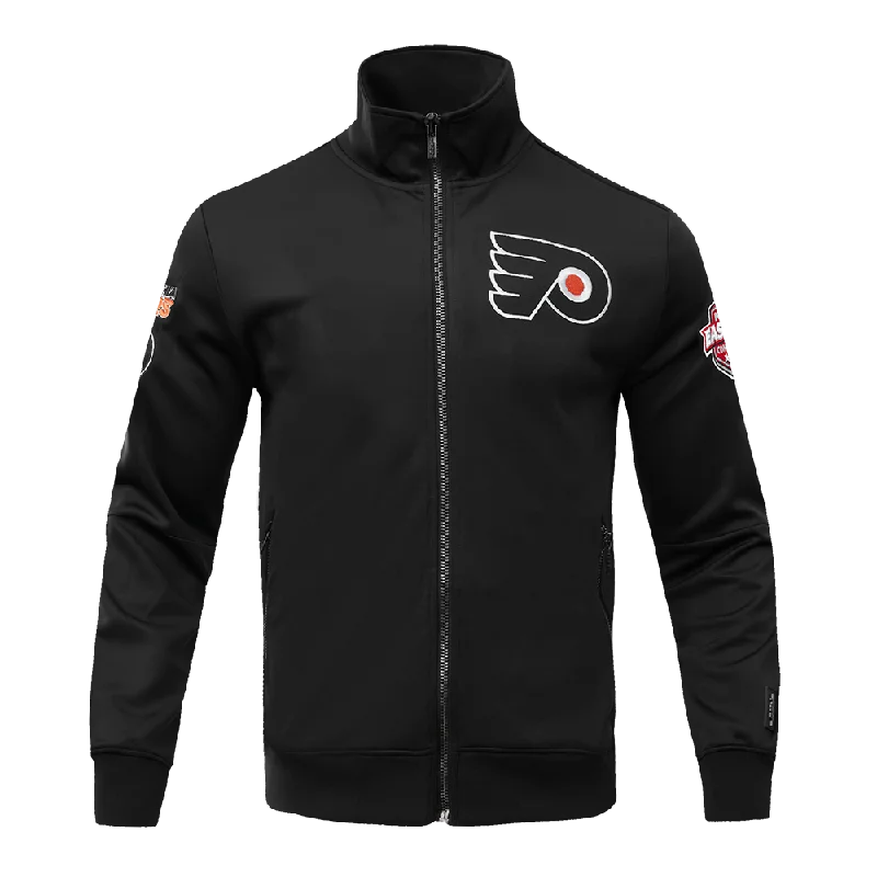 NHL PHILADELPHIA FLYERS CLASSIC CHENILLE MEN'S DK TRACK JACKET (BLACK)