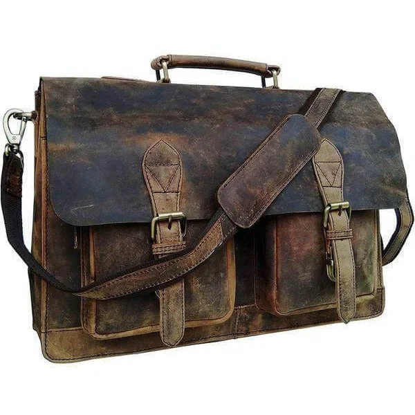 Vintage Retro Buffalo Leather Briefcase