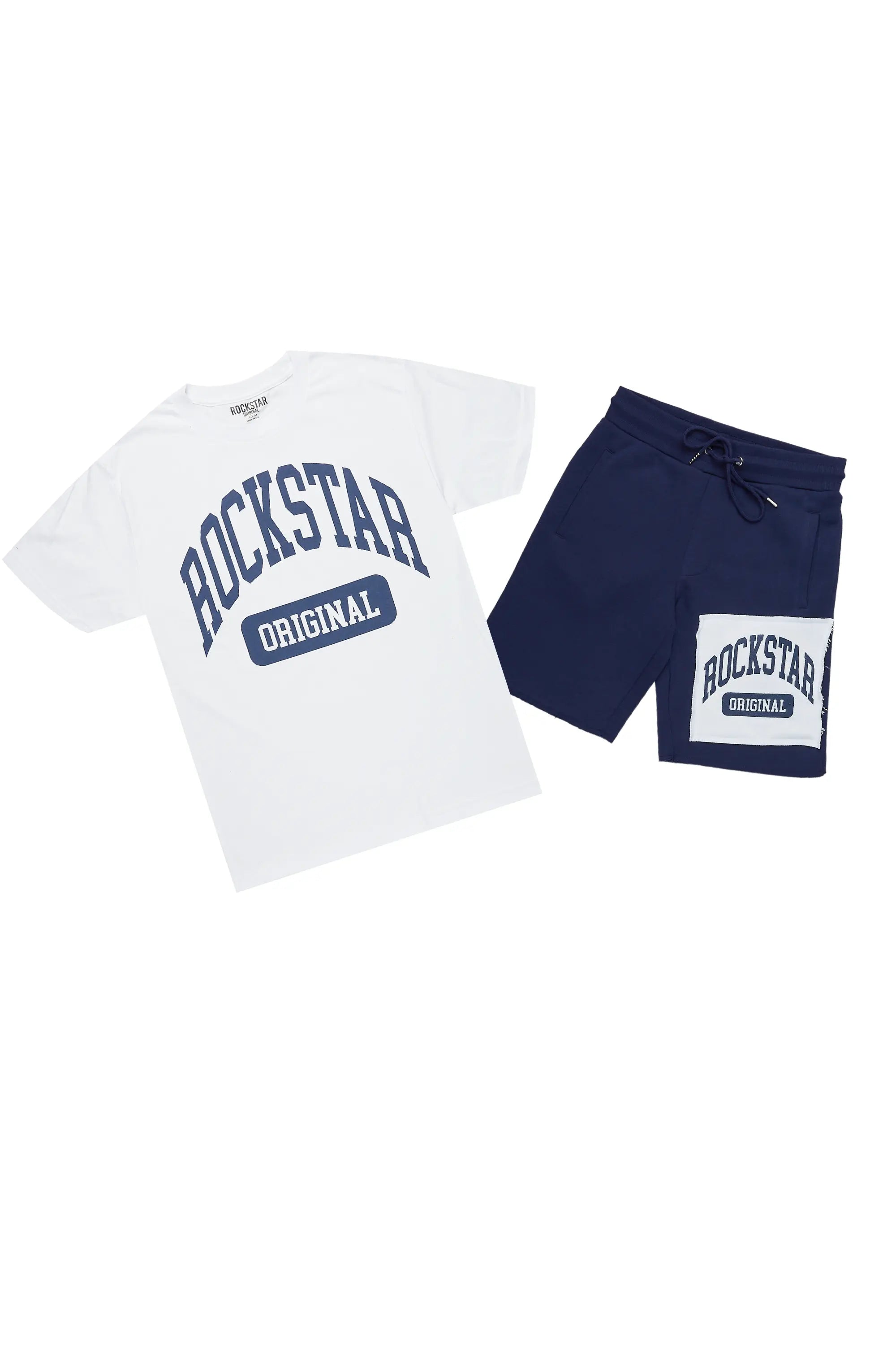 Jain White/Navy T-Shirt/Short Set