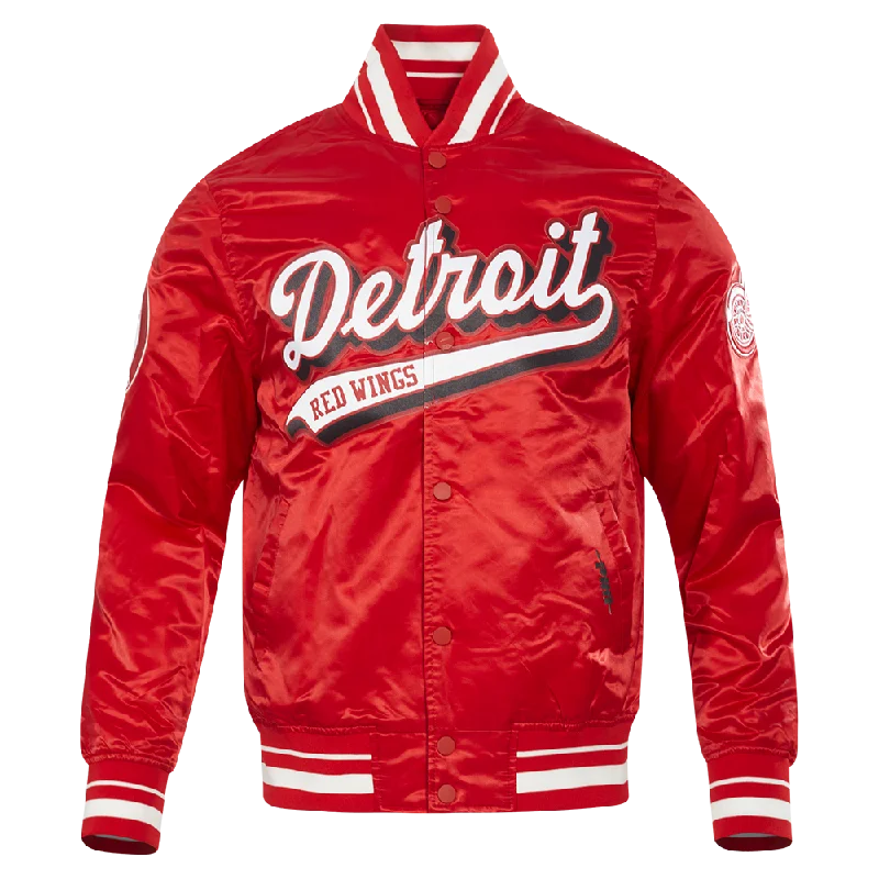 NHL DETROIT RED WINGS SCRIPT TAIL MEN'S SATIN JACKET (RED)