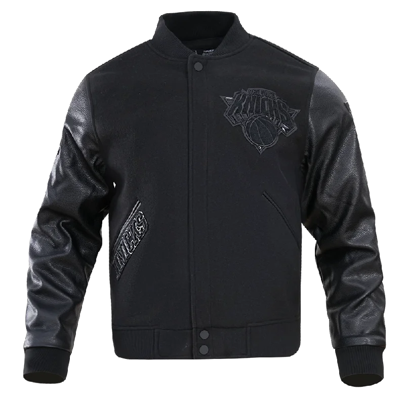 NBA NEW YORK KNICKS TRIPLE BLACK MEN'S VARSITY JACKET (BLACK)