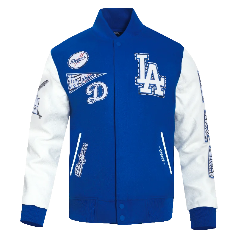 MLB LOS ANGELES DODGERS ANIMAL PRINT MEN'S WOOL VARSITY JACKET (DODGER BLUE/WHITE)