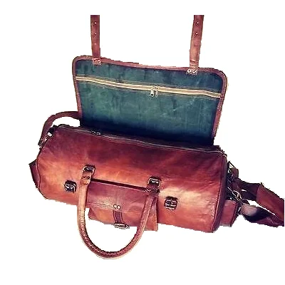 Vintage Brown Handmade Genuine Leather Duffle Bag