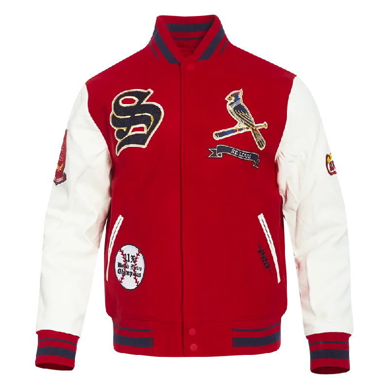 MLB ST. LOUIS CARDINALS PRO PREP MEN'S WOOL VARSITY JACKET (RED/WHITE/MIDNIGHT NAVY)