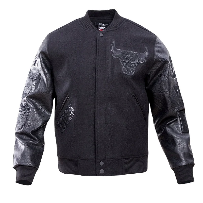 NBA CHICAGO BULLS TRIPLE BLACK MEN'S VARSITY JACKET (BLACK)