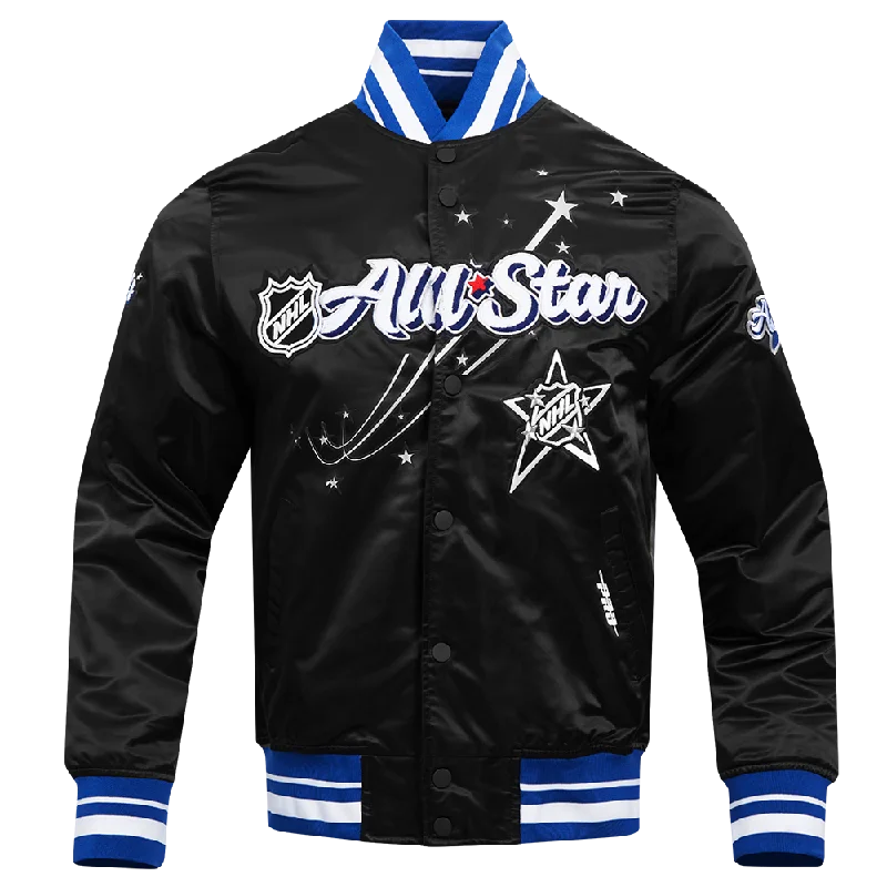 NHL ALL STAR 2024 MEN'S RIB WOOL SATIN JACKET (BLACK/DODGER BLUE)