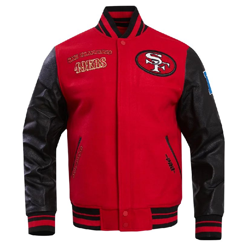 NFL SAN FRANCISCO 49ERS RETRO CLASSIC MEN'S RIB WOOL VARSITY JACKET (RED/BLACK)