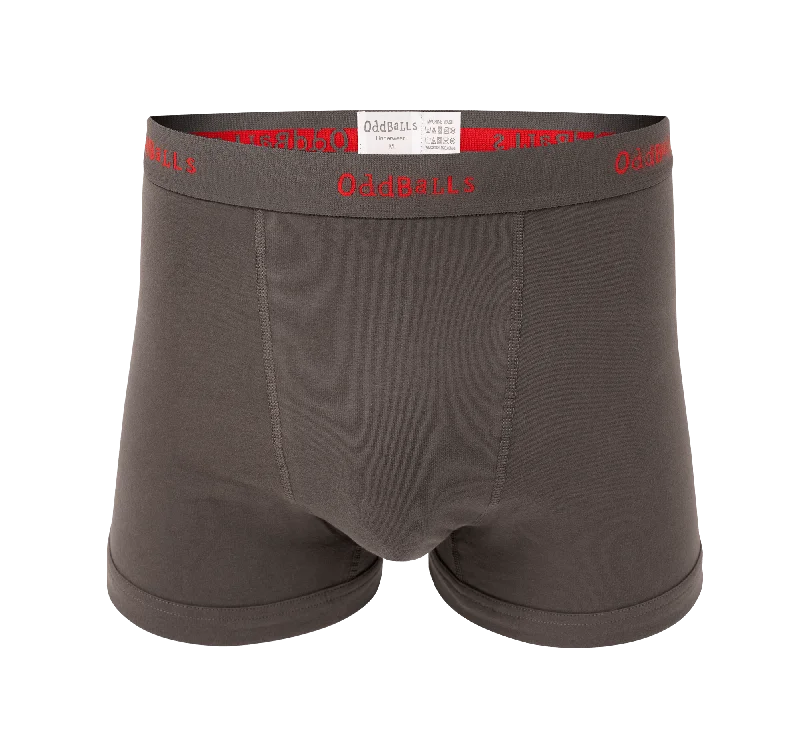 Grey/Red - Mens Boxer Shorts