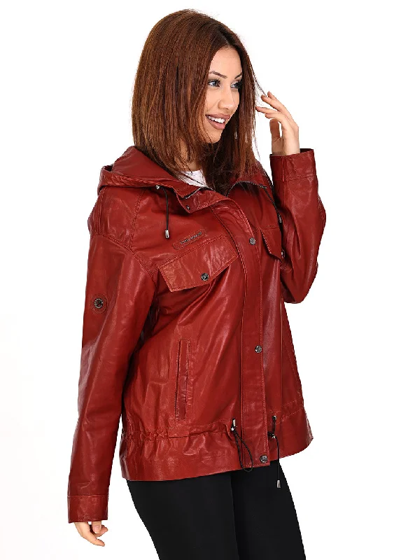 The Muncy Red Leather Women Jacket