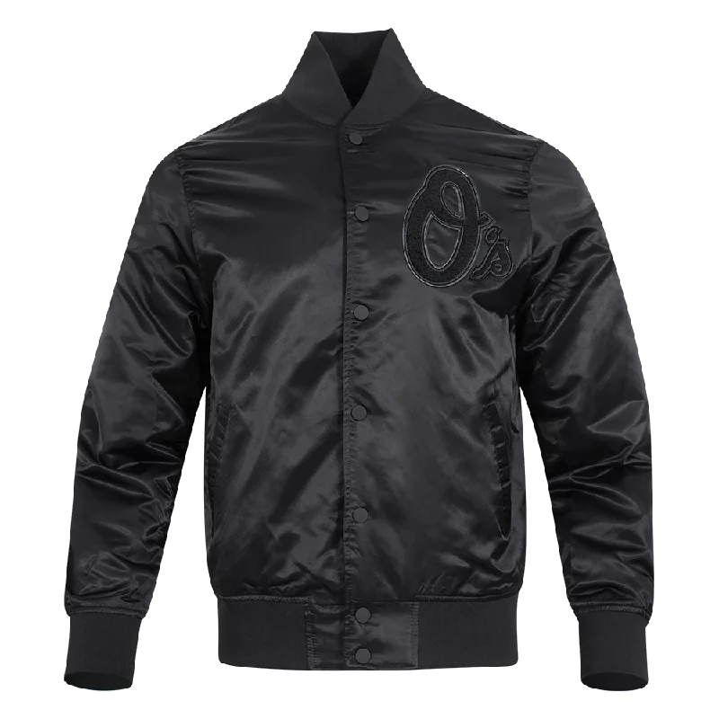 MLB BALTIMORE ORIOLES TRIPLE BLACK MEN'S SATIN JACKET (TRIPLE BLACK)