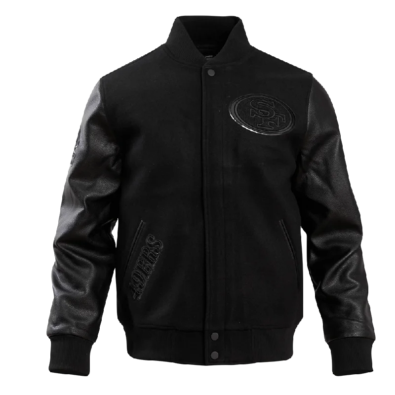 NFL SAN FRANCISCO 49ERS TRIPLE BLACK WOOL VARSITY JACKET (TRIPLE BLACK)