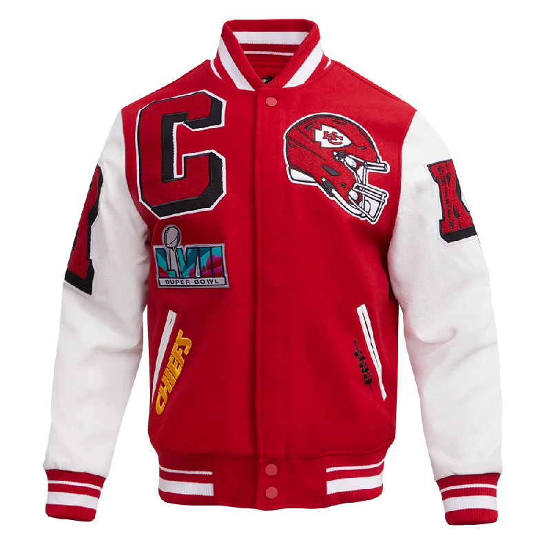 NFL KANSAS CITY CHIEFS MASHUP MEN'S RIB WOOL VARSITY JACKET (RED/WHITE)