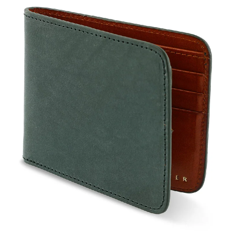 Leather Billfold Wallet - Green / Cognac