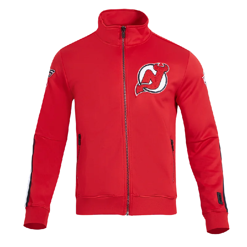 NHL NEW JERSEY DEVILS CLASSIC CHENILLE MEN'S DK TRACK JACKET (RED/BLACK)