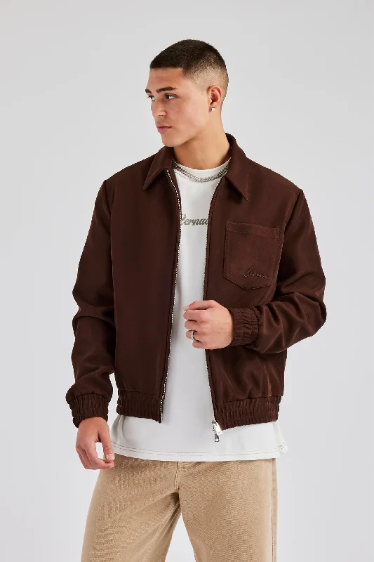 Pocket Twill Harrington Jacket - Chocolate