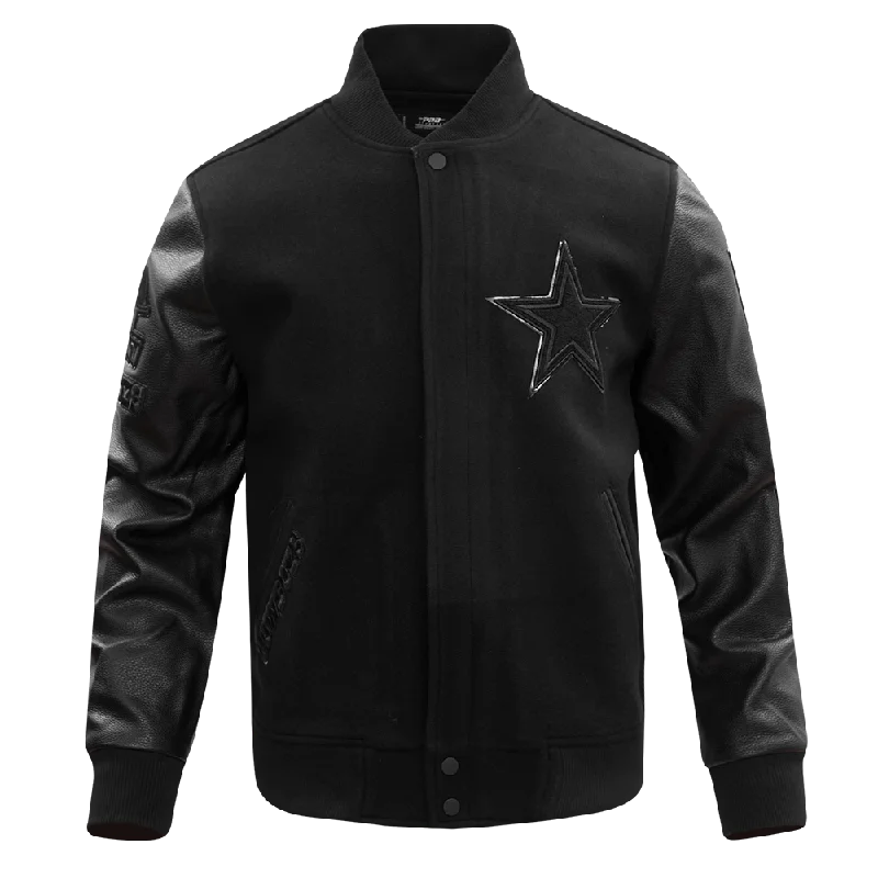 NFL DALLAS COWBOYS TRIPLE BLACK WOOL MEN'S VARSITY JACKET (BLACK)