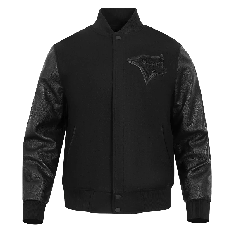 MLB TORONTO BLUE JAYS TRIPLE BLACK MEN'S MEN'S WOOL VARSITY JACKET (TRIPLE BLACK)