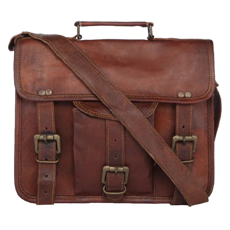 Light Brown Leather Satchel 13"