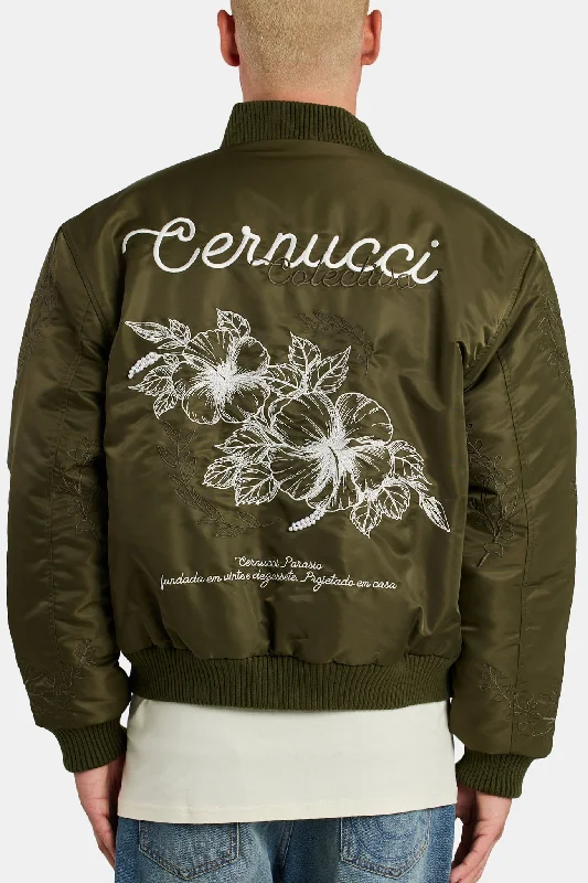 Floral Nylon Bomber Jacket