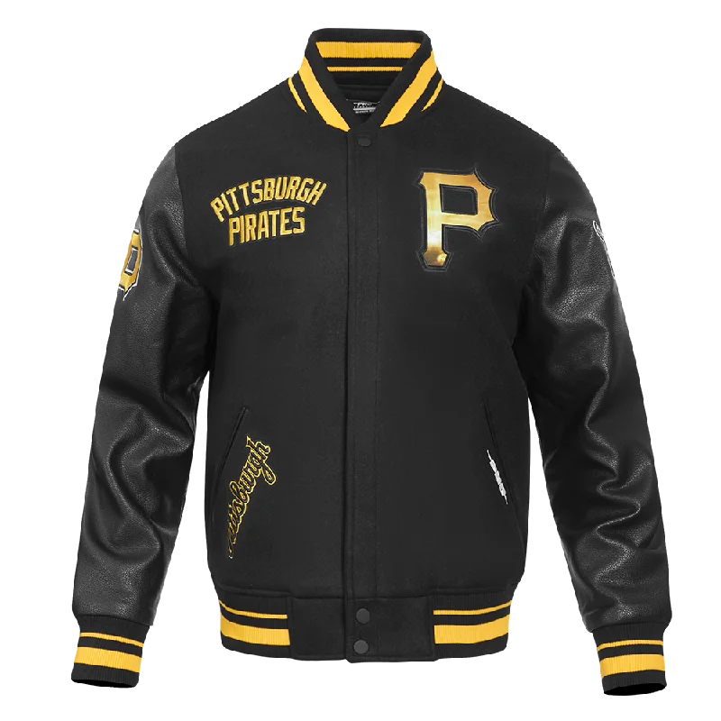 MLB PITTSBURGH PIRATES CITY CENTRIC MEN'S RIB WOOL VARSITY JACKET (BLACK/YELLOW)