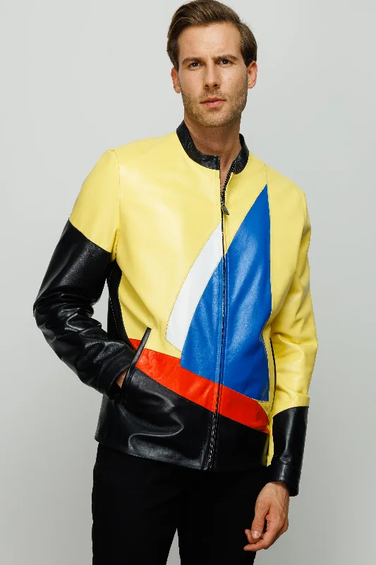 The Galt Yellow Leather Men Jacket