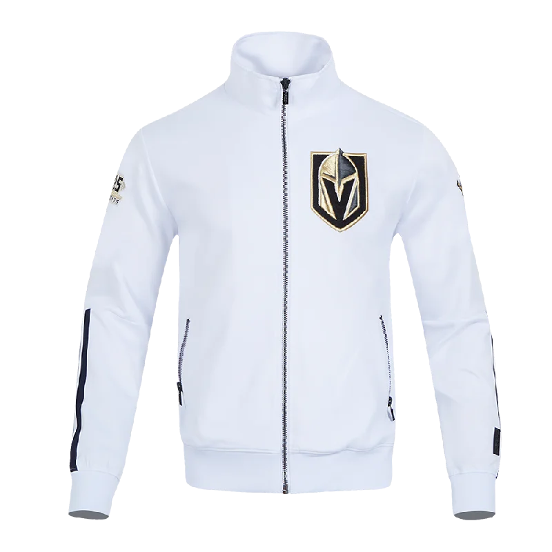 NHL VEGAS GOLDEN KNIGHTS CLASSIC CHENILLE MEN'S DK TRACK JACKET (WHITE/BLACK)