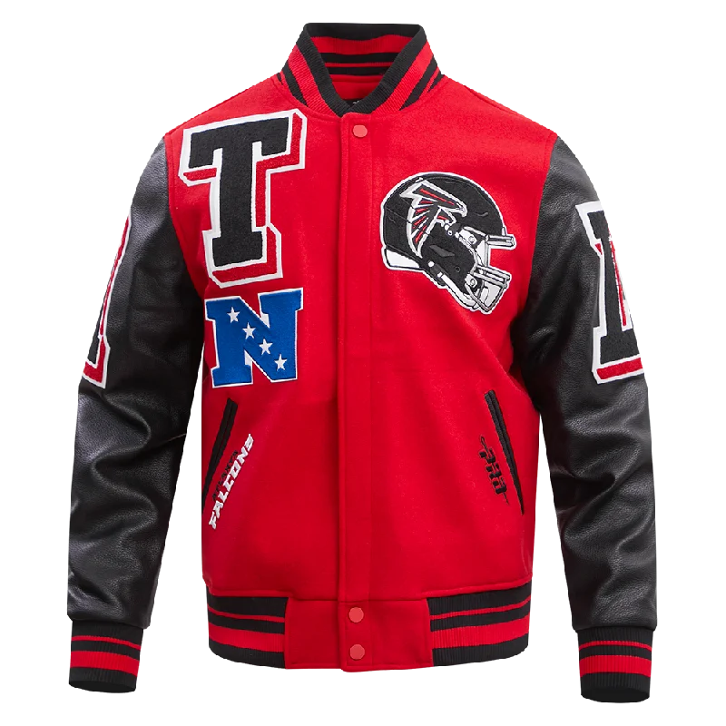 NFL ATLANTA FALCONS MASHUP MEN'S RIB WOOL VARSITY JACKET (RED/BLACK)