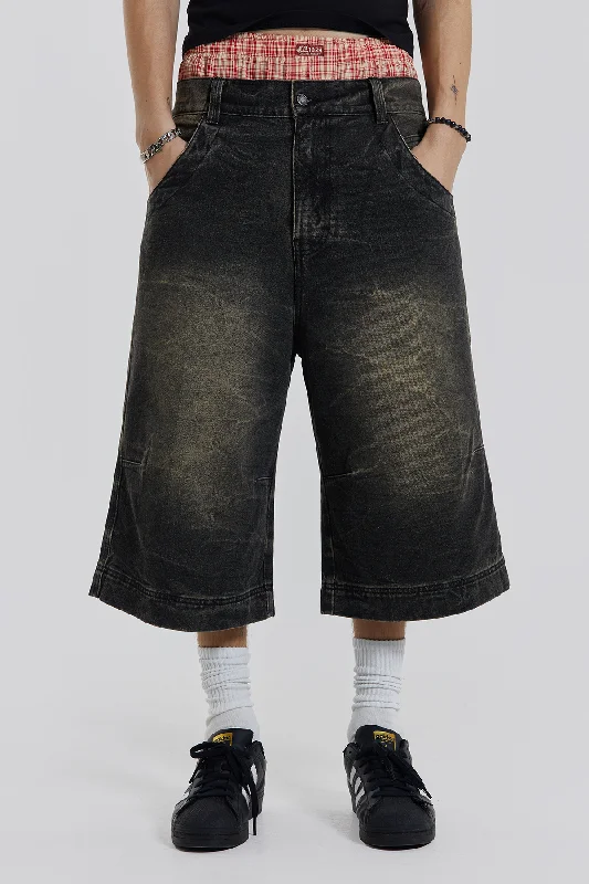 Axle Black Crease Wash Denim Jorts