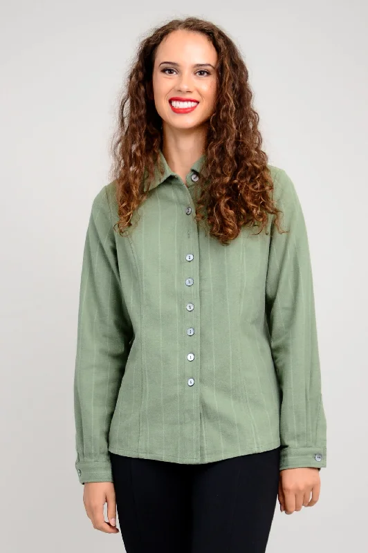 Alexis Top, Khaki Flannel, Cotton Flannel - Final Sale