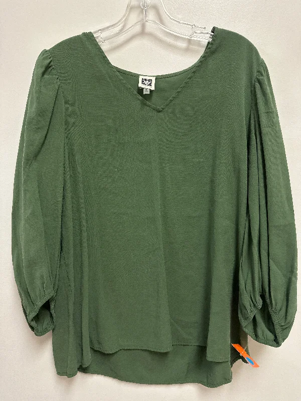 Top Long Sleeve By Anne Klein In Green, Size: Xl