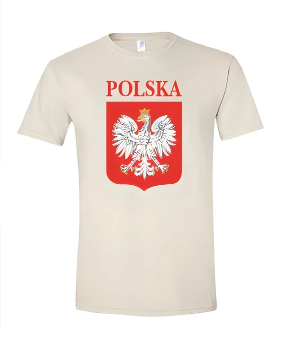 Bulk of Polska Men's T-Shirts Shield With Polish Eagle White 12 Pack