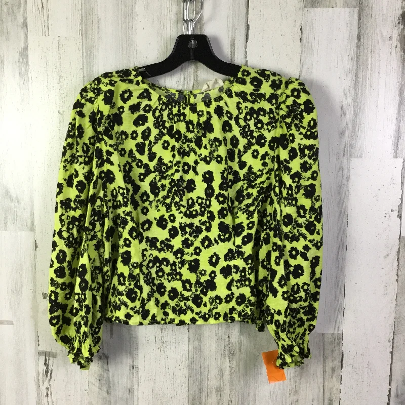 Top Long Sleeve By Open Edit In Black & Yellow, Size: Xl