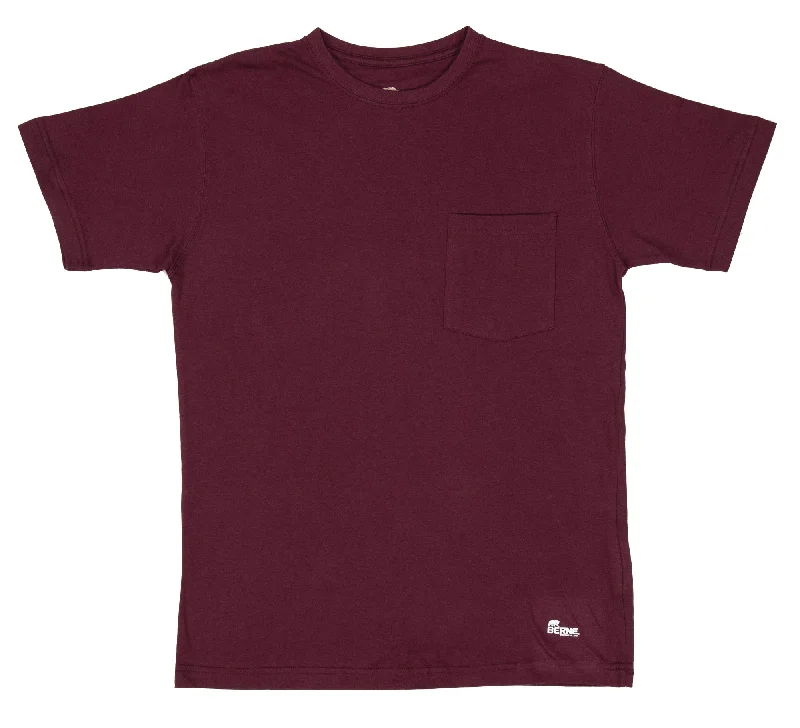 Berne Mens Maroon 100% Cotton Heavyweight Pocket Tee L TALL