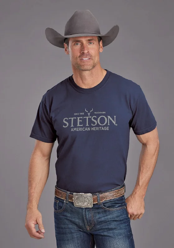 Stetson Mens American Heritage Blue 100% Cotton S/S T-Shirt