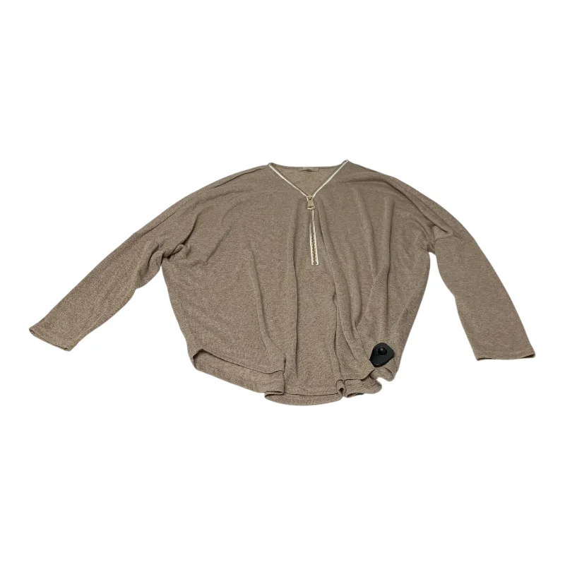 Top Long Sleeve By Joan Vass In Brown, Size: Xl