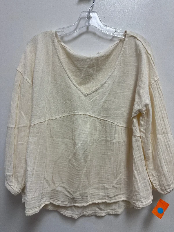 Top Long Sleeve By Lucky Brand In Cream, Size: S