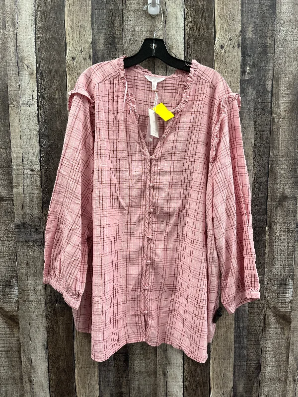 Top Long Sleeve By Lc Lauren Conrad In Pink, Size: 4x