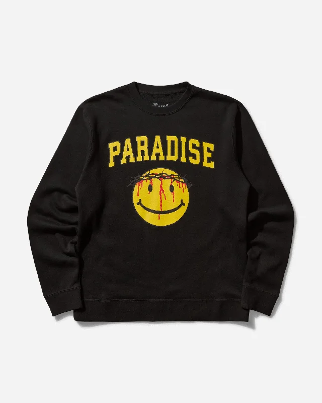 Men's Smiley Jesus Crewneck Sweatshirt Black