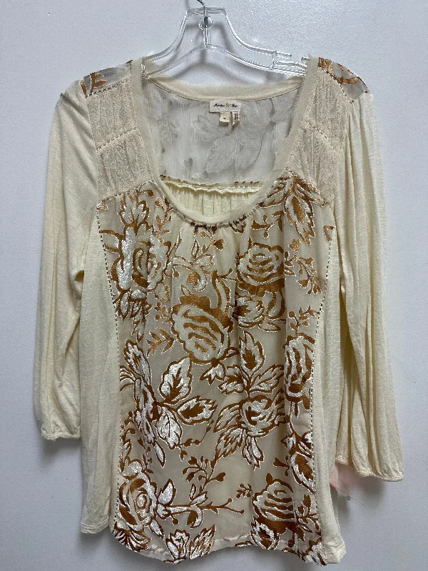 Top Long Sleeve By Meadow Rue In Cream, Size: Xl