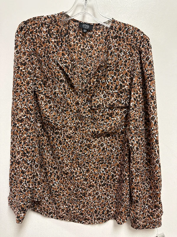 Top Long Sleeve By Jones New York In Brown, Size: L