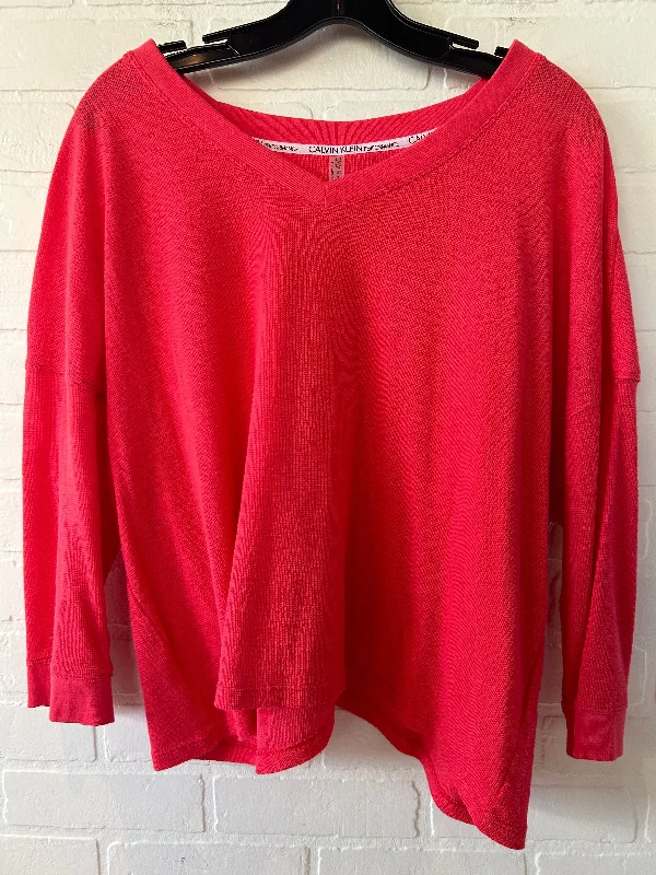 Athletic Top Long Sleeve Crewneck By Calvin Klein Performance In Red, Size: Xl