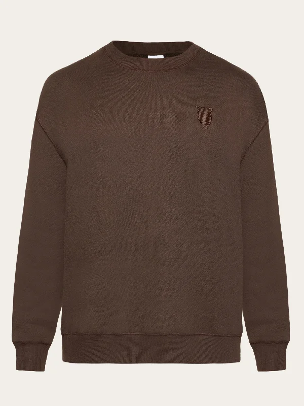 Straight fit sweat with embroidery at chest - Demitasse (brown)