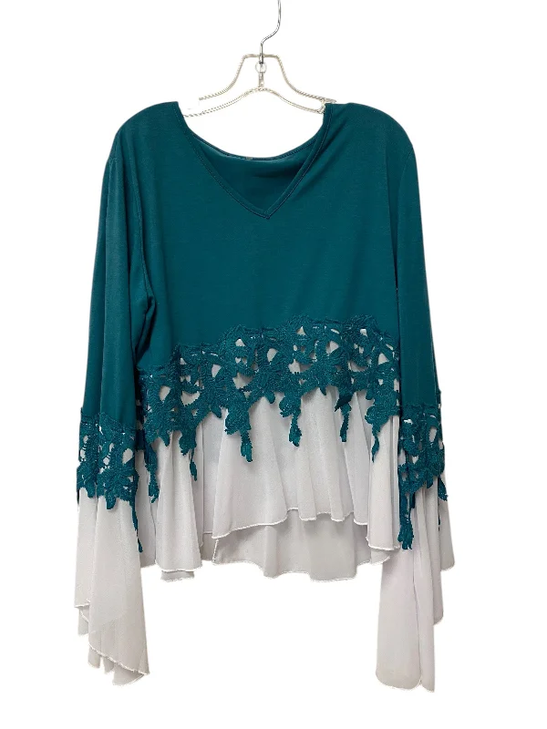 Top Long Sleeve By Clothes Mentor In Teal, Size: 4x