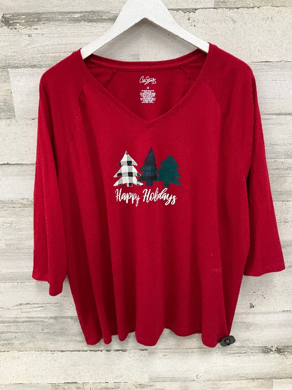 Top Long Sleeve By City Streets In Red, Size: 1x