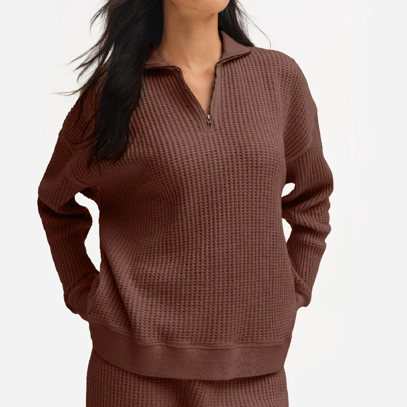 Organic Waffle Collared Half-Zip Sweatshirt