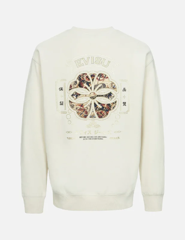 Seagull and Kamon Brocade Appliqué Relax Fit Sweatshirt