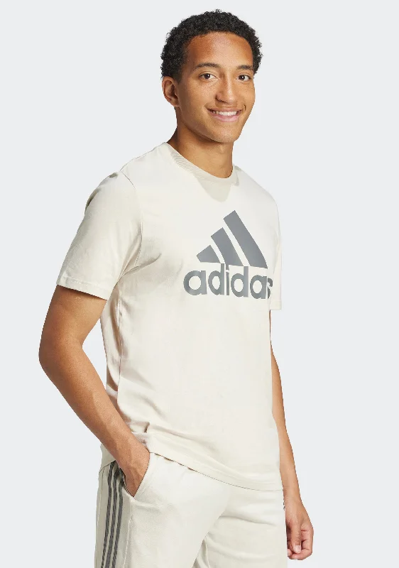 Adidas Men's Essentials Single Jersey Big Logo Tee Beige