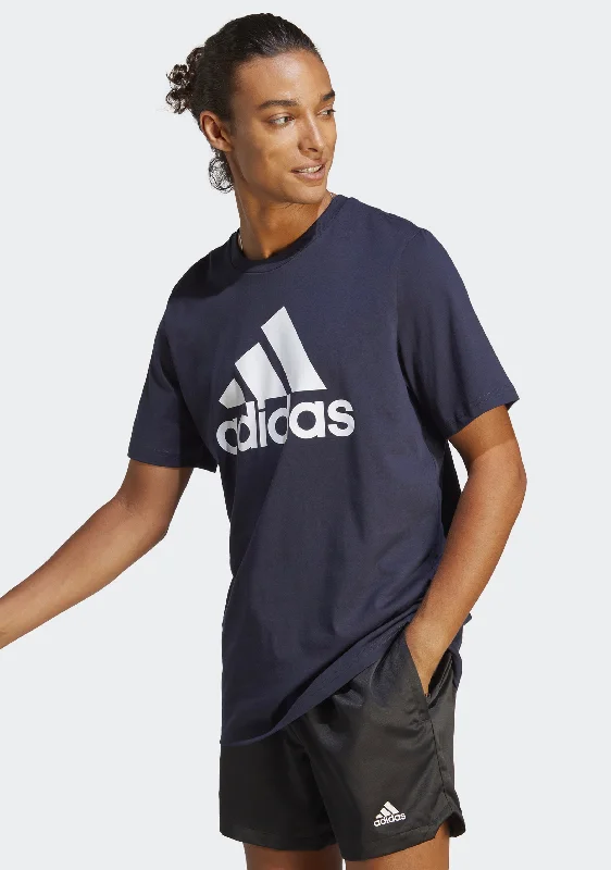 Adidas Men's Essentials Single Jersey Big Logo Tee Navy