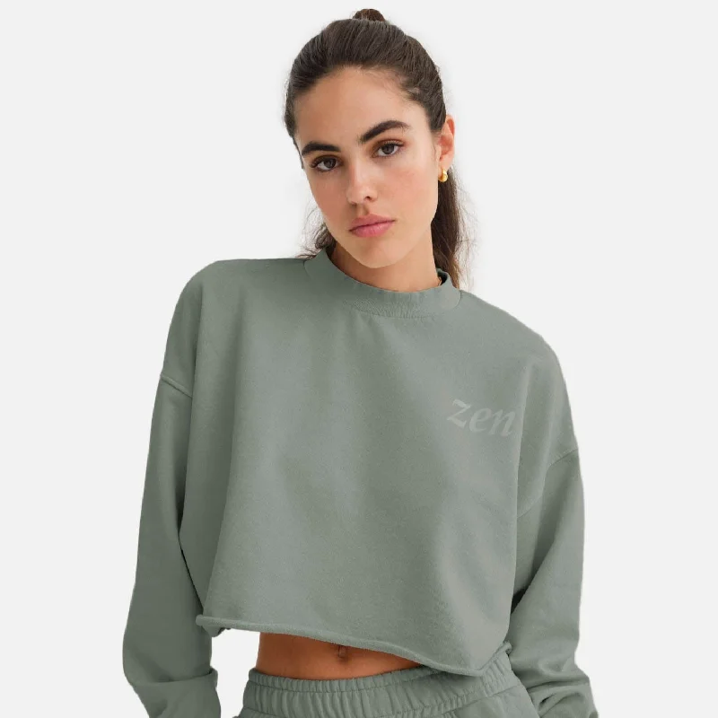 Organic Fleece Graphic Cropped Vintage Sweatshirt