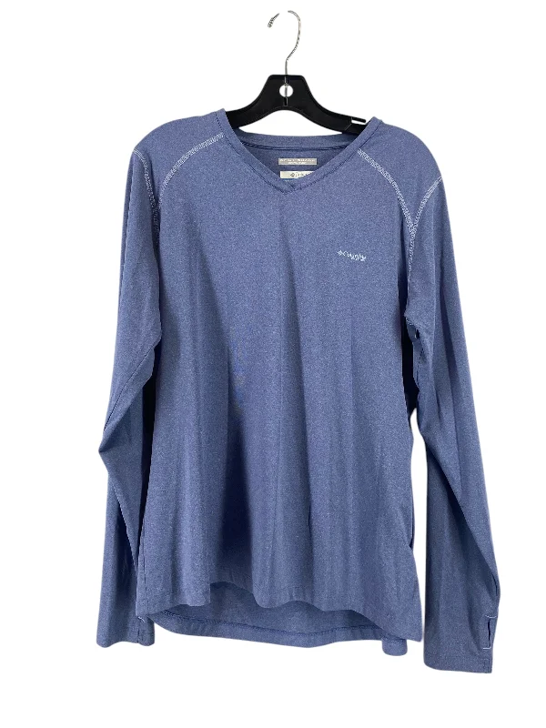 Athletic Top Long Sleeve Collar By Columbia In Blue, Size: L